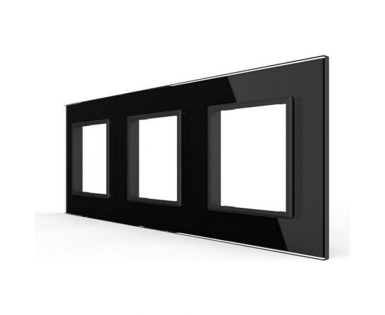 Рамка для розетки LIVOLO 3 поста, цвет черный, стекло BB-C7-SR/SR/SR-12 