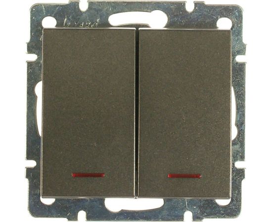 Двойной выключатель LEZARD RAIN с подсв-й цв. черный графит матовый 703-4188-112 