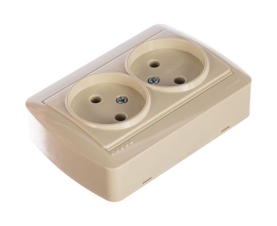 Двойная розетка Lezard DEMET без заземления, закрытый корпус, кремовый 711-0300-128 