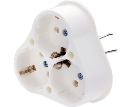 Розетка NE-AD 3-гнезда с заземлением для скрытой установки, треугольник, 16А, 250В, Белый 1003-A 