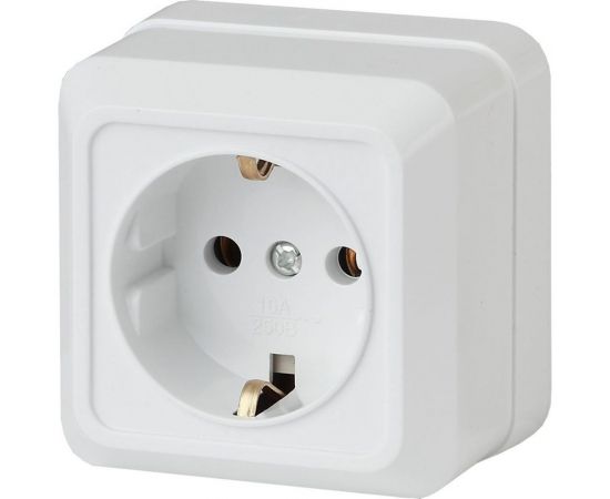 Розетка Intro 2Э20201 2PE Schuko, 16А, 250В, ОУ, б.м.п., Quadro, белый Б0038841 