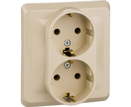 Двухместная розетка Schneider Electric СП Этюд 16А с заземлением, кремовый PC16-007K 