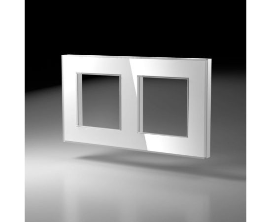 Двухпостовая горизонтальная/вертикальная рамка CGSS стеклянная, белая Эстетика GL-P102-WCG 