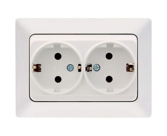 Розетка NE-AD 2-гнезда с заземлением, 16А, 250В, Aras, Белый, 93-110-85 