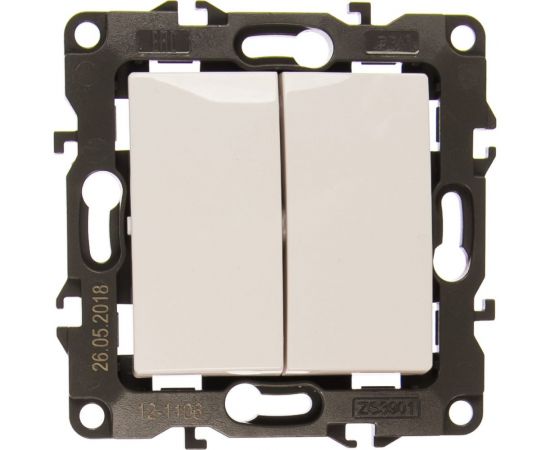 Двойной переключатель ЭРА 12-1106-01 10АХ-250В, IP20, белый Б0014663 