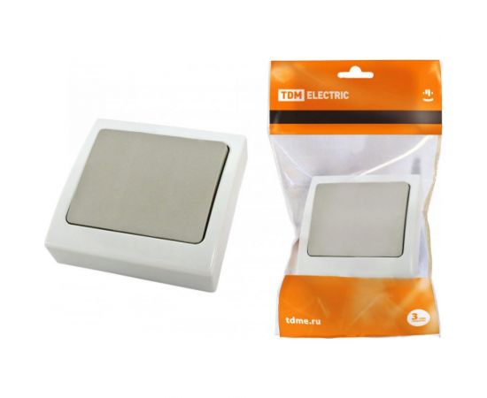 1-клавишный выключатель TDM скрытой установки IP54 10А серый Вуокса SQ1803-0101 