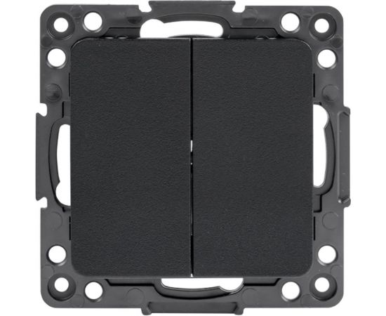 Механизм двухклавишного выключателя EKF Стокгольм, проходной, 10А, черный, PROxima EZV10-027-10 