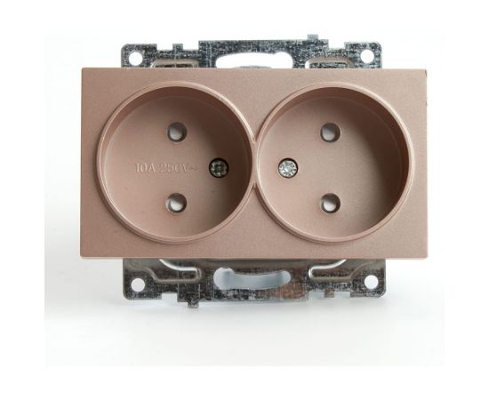 2-местная розетка STEKKER без заземления (механизм), GLS10-7113-02, 250В, 10А с защитной шторкой, серия Катрин, 39597 