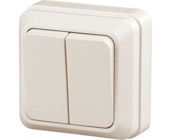 Двухклавишный выключатель Intro Quadro 2-104-02 10А-250В, IP20, открытая установка, слоновая кость, Б0053759 