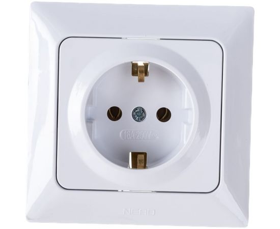 Розетка NE-AD с/з, керамика, 16А, 250В, Aras, Белый, 1/12/120, 93-110-08-P 