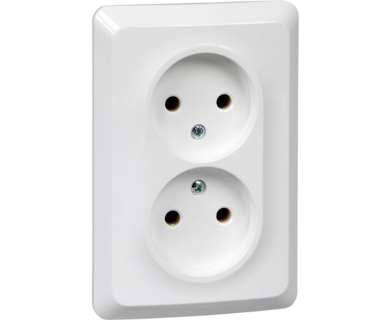 Двойная розетка Schneider Electric ЭТЮД, С/У, без заземления, без шторок, 16А, 250B, БЕЛЫЙ PC16-105B 