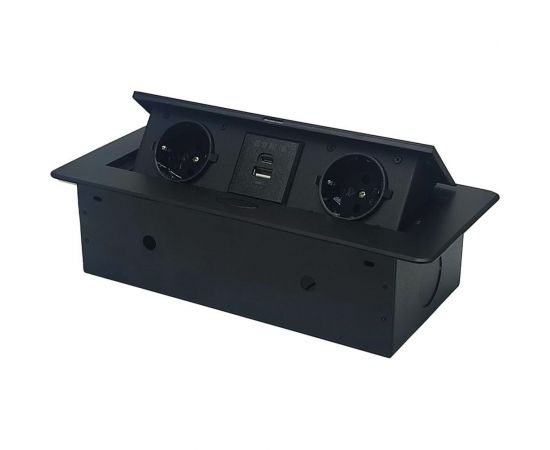 Горизонтальная выдвижная розетка ROCKETSOCKET 2 Euro 16A, USB type A+C с блоком 18W AMARL-2EU2AC-12 X866035534 