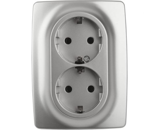 Розетка ЭРА 12-2106-03 2X2P+E Schuko, 16A-250В, IP20, алюминий Б0031230 