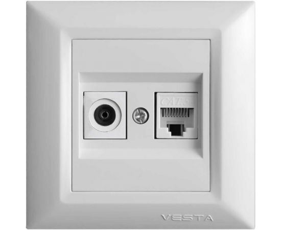 Двойная розетка LAN + TV Vesta Electric Roma для сетевого кабеля FRZTV010102BEL 