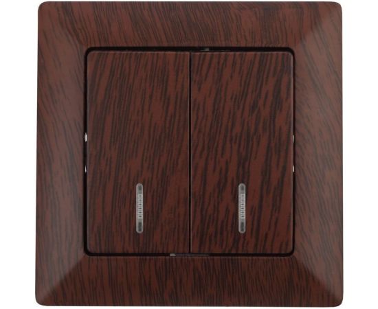 Двойной выключатель с подсветкой Intro 410510 10А, 250В, СУ, Solo, венге Б0043296 