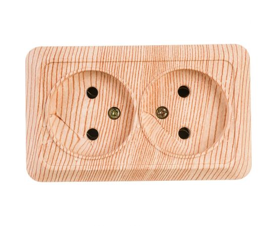 Розетка Intro Quadro 2-203-11 двойная без заземления 2x2P, 16А-250В, IP20, открытая установка, сосна, Б0053798 