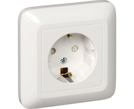 1-местная розетка Schneider Electric открытой проводки Прима 16А IP20 250В с заземлением белая RA16-003-1-BI 