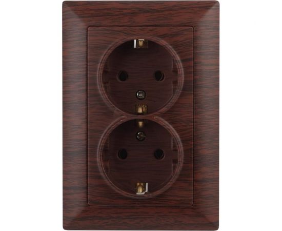 Розетка Intro 420510 2х2PE Schuko,16А, 250В, СУ, Solo, венге Б0043338 