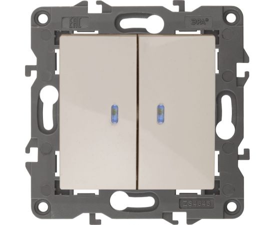 Двойной выключатель с подсветкой ЭРА 14-1105-02 10АХ-250В, IP20, Elegance, слоновая кость Б0034238 