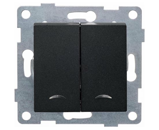 Выключатель GUSI ELECTRIC Ugra 2 клавиши, индикация, СУ, 10А, 250В, графит С11В28-010 