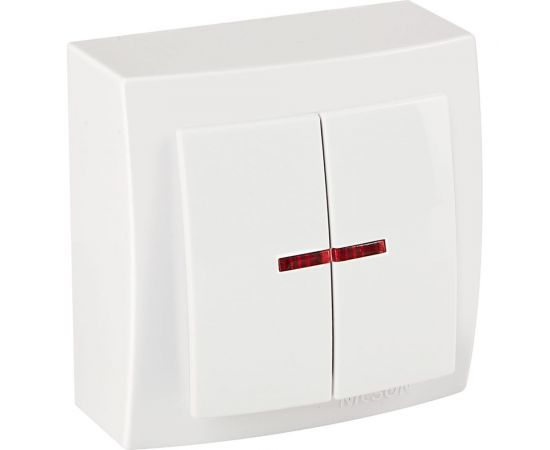 Выключатель NILSON 2ОП с подсветкой белый Themis naturel 26111004 