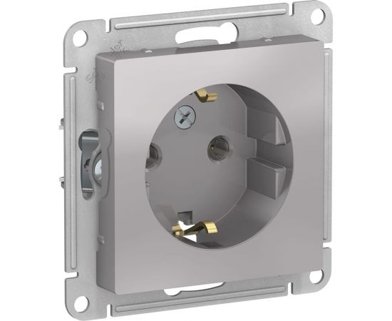 Механизм розетки Schneider Electric 1-м СП ATLAS DESIGN с заземлением 16А алюминий ATN000343 