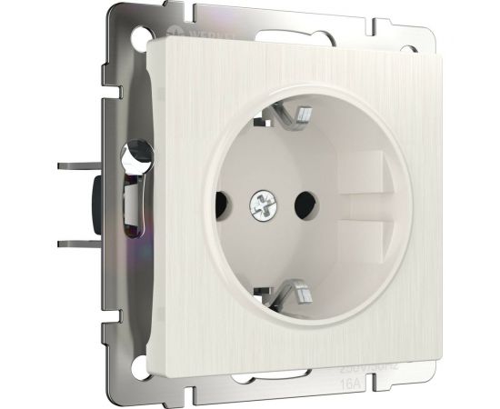 Розетка WERKEL W1171113 с заземлением и шторками перламутровый рифленый a051188 