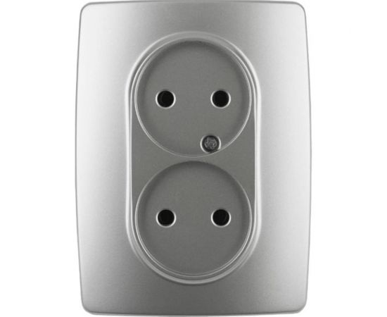 Розетка ЭРА 12210703 2x2P, 16A, 250В, IP20, 2, алюминий Б0031240 