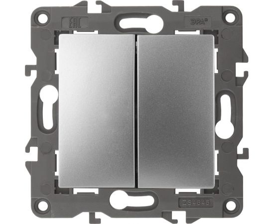 Двойной выключатель ЭРА 14-1104-03 10АХ-250В, IP20, Elegance, алюминий Б0034232 