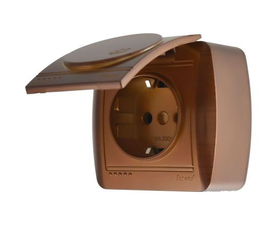 Розетка Lezard DEMET с/з с крышкой махагон 711-0500-123 