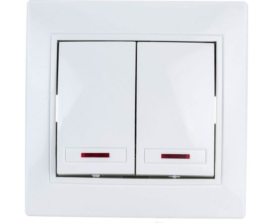 Двойной выключатель с подсветкой Intro 1Э10501 10А, 250В, СУ, б.л., Plano Б0038826 