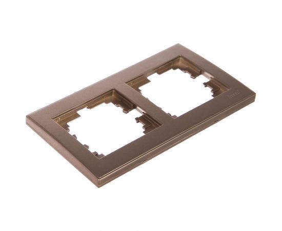 Двухместная горизонтальная рамка LEZARD RAIN с вст. цв. бронза матовый 703-3131-147 
