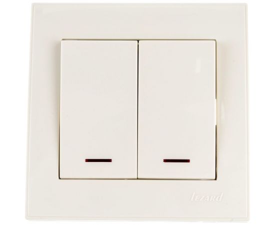 Двойной выключатель с подсветкой LEZARD RAIN крем 703-0303-112 