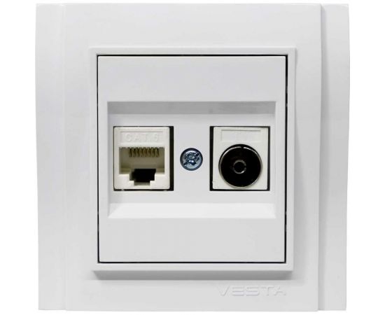 Двойная розетка Vesta Electric vesta-electric verona для сетевого кабеля lan+tv FRZTV020102BEL 