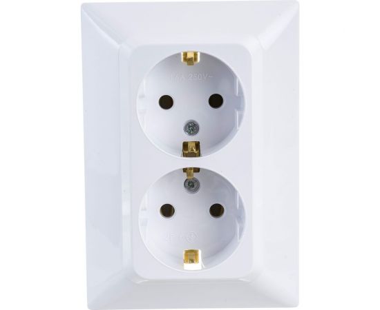 Розетка NE-AD 2-гнезда с заземлением, керамика, 16А, 250В, Aras, Белый, 93-110-85-P 
