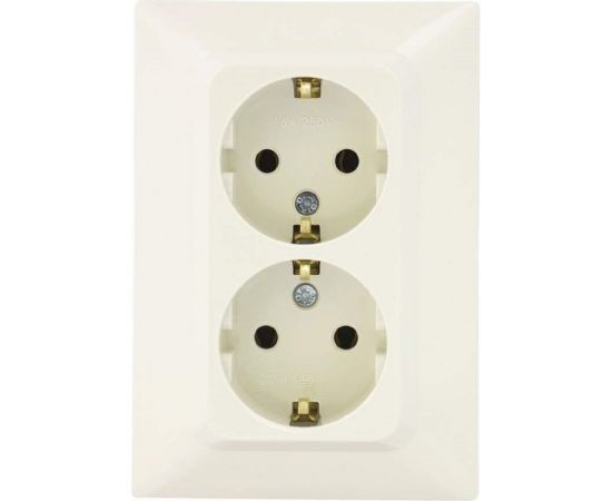 Розетка NE-AD 2-гнезда с заземлением, керамика, 16А, 250В, Aras, Крем, 93-111-85-P 