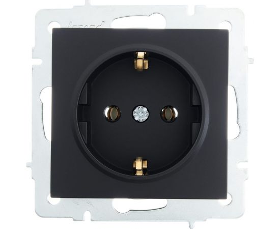 Розетка Lezard VESNA с заземлением, ПБТ, чёрный бархат 742-4288-122B 
