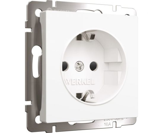Розетка WERKEL W1171161 с заземлением и шторками белый матовый a059266 