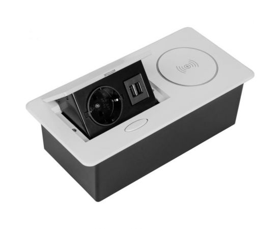 Выдвижная розетка (выдвижной блок розеток) SETE 1 EURO розетка, 2 USB, беспроводная зарядка SBT-1UCW-10 