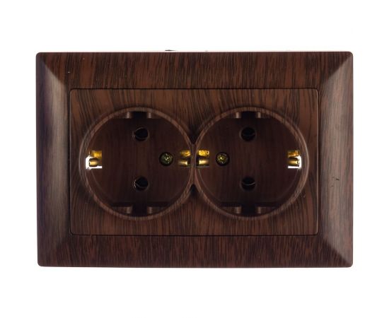 Розетка Intro 420510 2х2PE Schuko,16А, 250В, СУ, Solo, венге Б0043338 – изображение 2