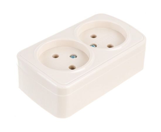 Двойная розетка TDM 2П открытой установки IP20 10А, слоновая кость Дача Народная SQ1824-0022 – изображение 2