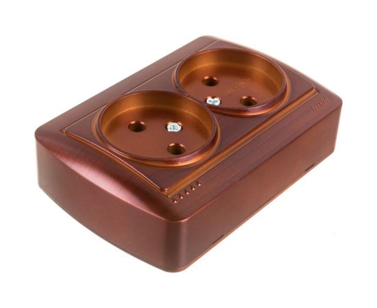 Двойная розетка Lezard DEMET без заземления, закрытый корпус, махагон 711-0500-128 – изображение 2