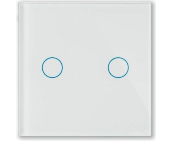 Сенсорный выключатель со стеклянной панелью CGSS изготовленный по технологии Optiwhite на две линии белый Эстетика 86х86 GL-TSP02-WCG – изображение 2
