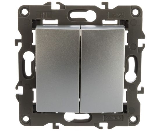 Двойной выключатель ЭРА 14-1104-03 10АХ-250В, IP20, Elegance, алюминий Б0034232 – изображение 2
