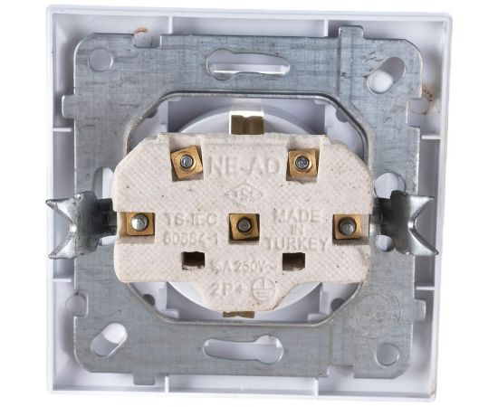 Розетка NE-AD с/з, керамика, 16А, 250В, Aras, Белый, 1/12/120, 93-110-08-P – изображение 2