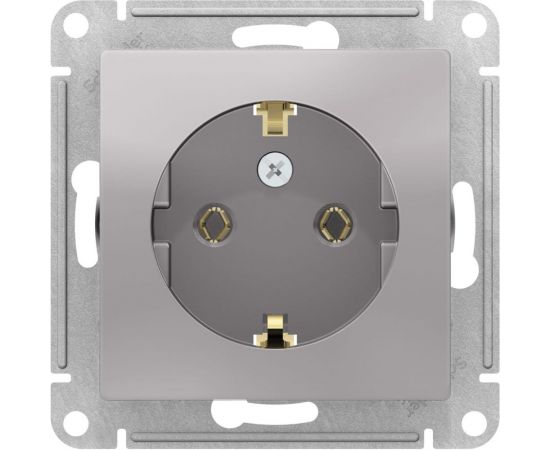 Механизм розетки Schneider Electric 1-м СП ATLAS DESIGN с заземлением 16А алюминий ATN000343 – изображение 2