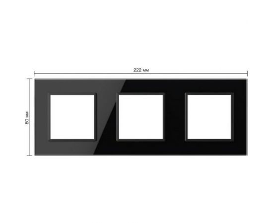Рамка для розетки LIVOLO 3 поста, цвет черный, стекло BB-C7-SR/SR/SR-12 – изображение 2