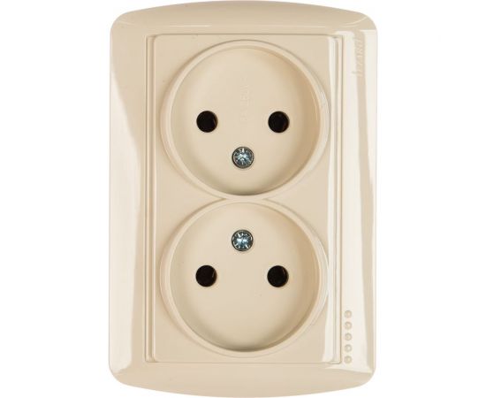 Двойная розетка Lezard DEMET без заземления, закрытый корпус, кремовый 711-0300-128 – изображение 2