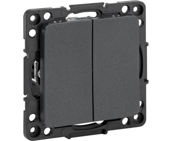 Механизм двухклавишного выключателя EKF Стокгольм, проходной, 10А, черный, PROxima EZV10-027-10 – изображение 2