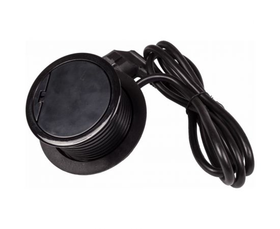 Лючок в стол LANMASTER на два кейстоуна + одна розетка со шнуром 1.8 м, черный LAN-WA-MCTA-2OK+G – изображение 2